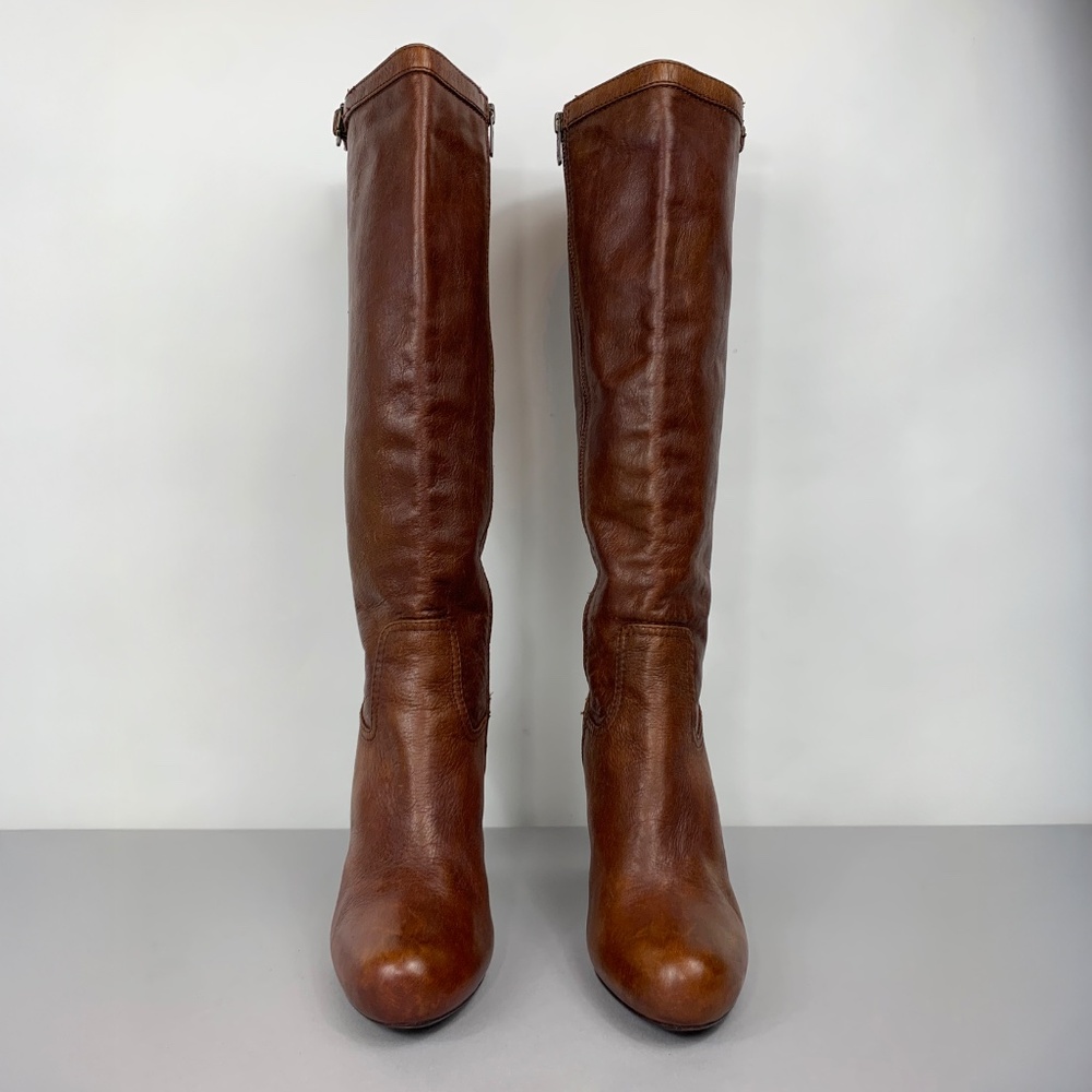 FRYE Leather Miranda Zip Boots in Cognac - Picture 4 of 10